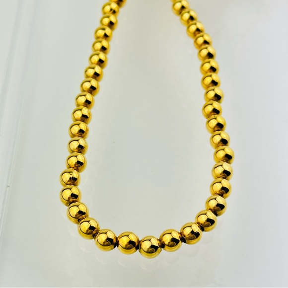 VINTAGE NAPIER BALL BEAD POLISHED GOLD PLATED NECKLACE - Picture 6 of 12